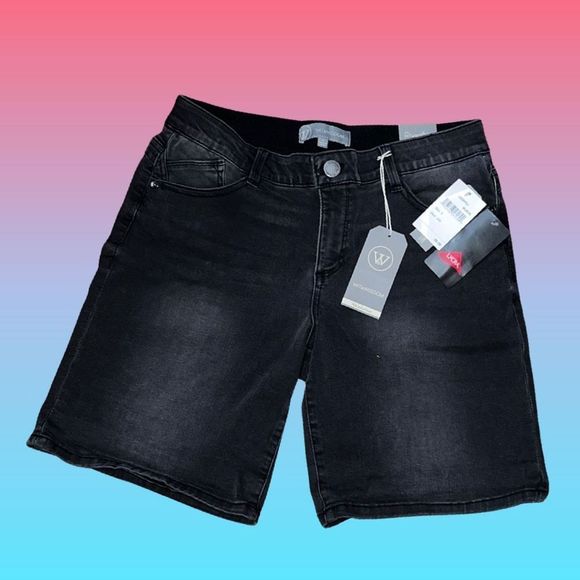 NWT Wit & Wisdom Ab Solution Black Denim Shorts Size 8 - Picture 1 of 4